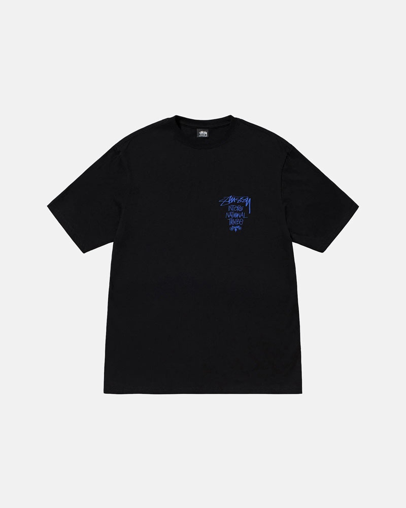 Black Stüssy Tribe Stack T-Shirts | USA ZKBFRA749