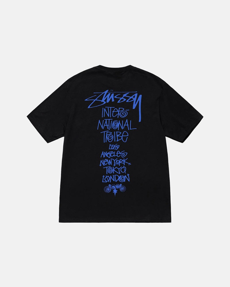 Black Stüssy Tribe Stack T-Shirts | USA ZKBFRA749