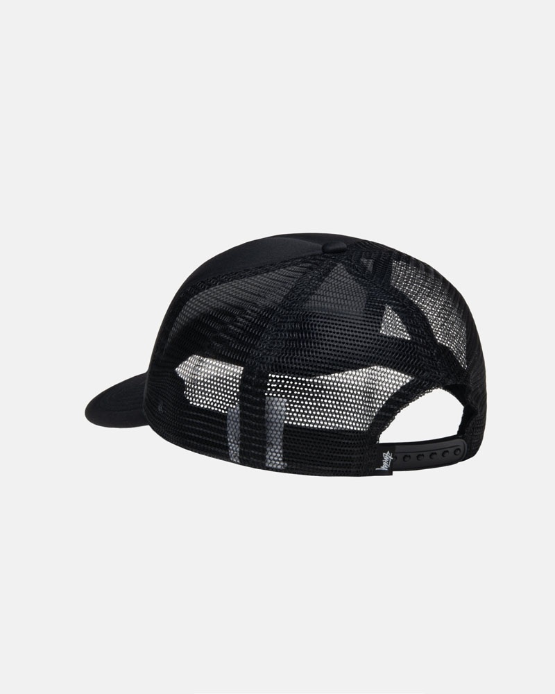 Black Stüssy Trucker SS-Link Snapback Caps | USA BWKYFN407