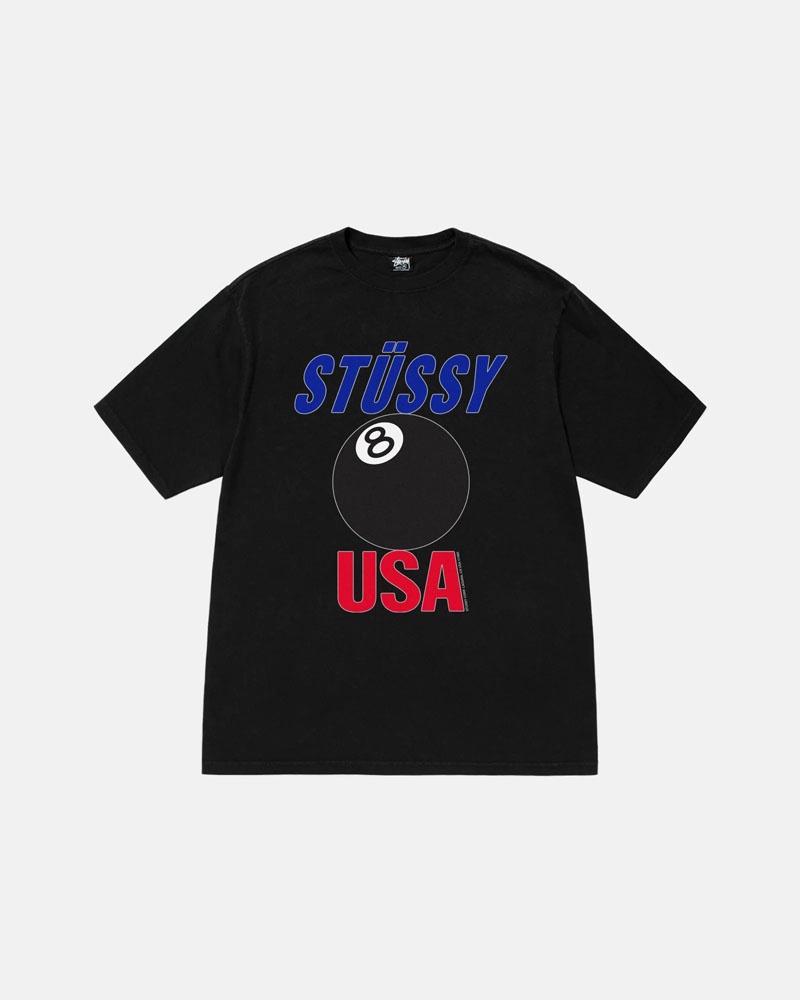 Black Stüssy Usa Pigment Dyed T-Shirts | USA OFRYIX796