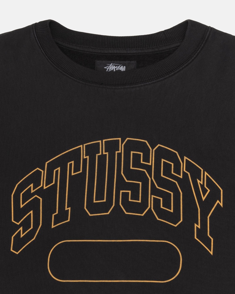 Black Stüssy Varsity Oversized Crew Sweatshirt | USA VBSGQN918