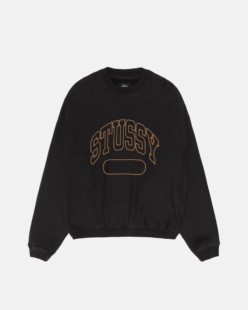 Black Stüssy Varsity Oversized Crew Sweatshirt | USA VBSGQN918