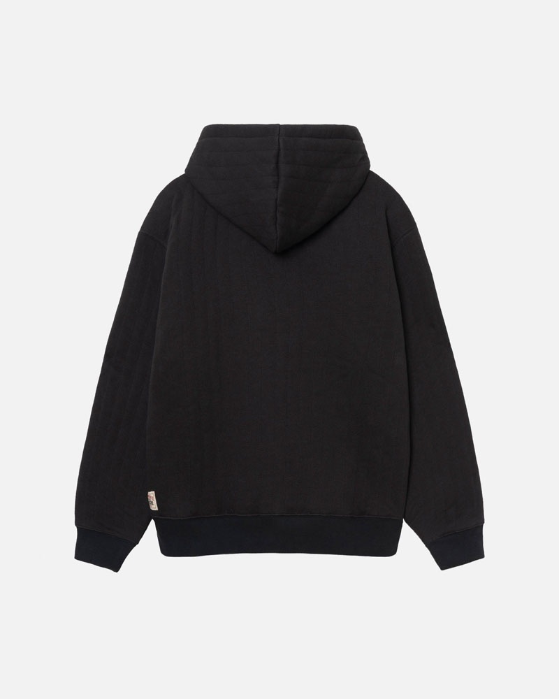 Black Stüssy Vertical Quilted Zip Hoodie | USA IANWPD123