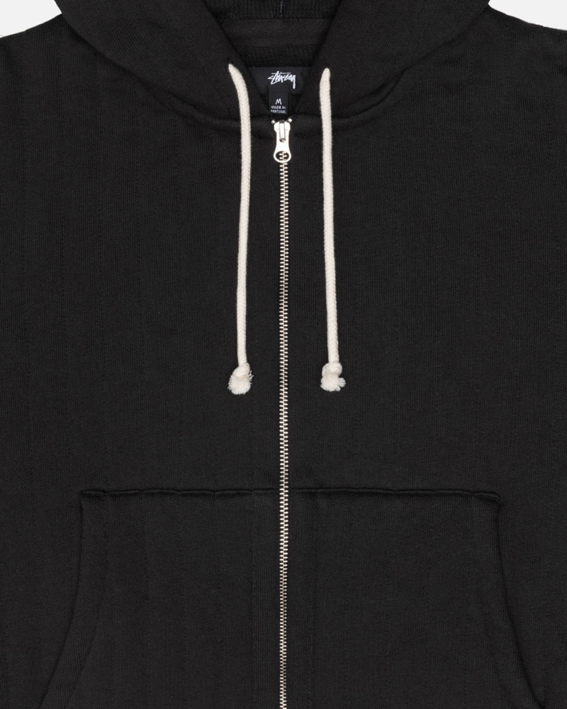 Black Stüssy Vertical Quilted Zip Hoodie | USA IANWPD123