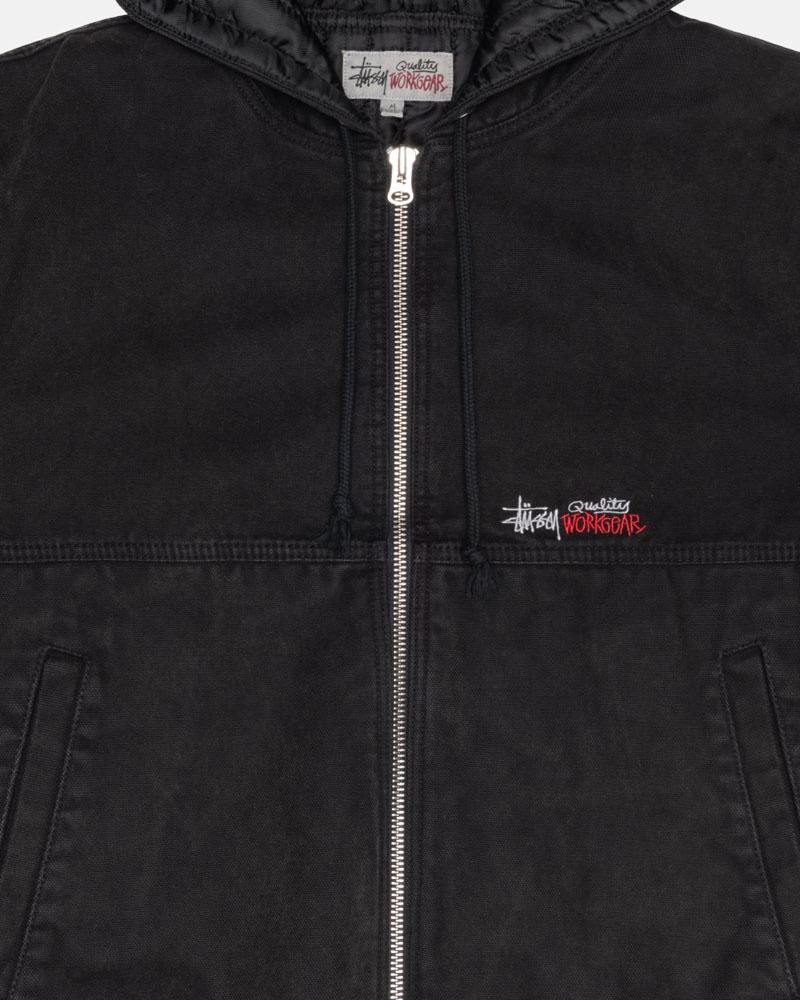 Black Stüssy Work Insulated Canvas Jacket | USA KLQPEH283