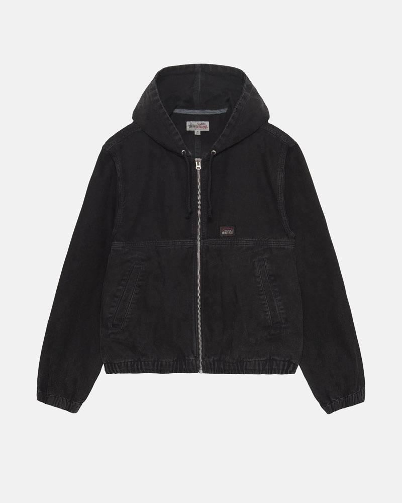 Black Stüssy Work Insulated Canvas Jacket | USA RLUFVN734