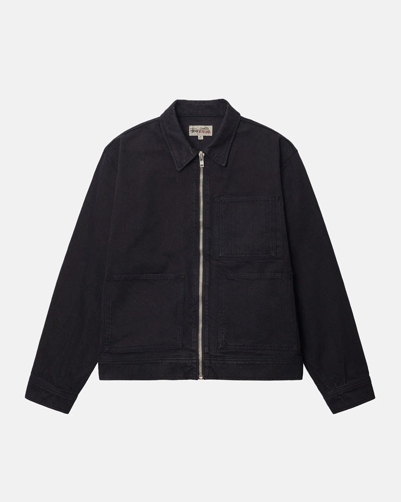 Black Stüssy Zip Work Overdyed Jacket | USA ETPXKS176