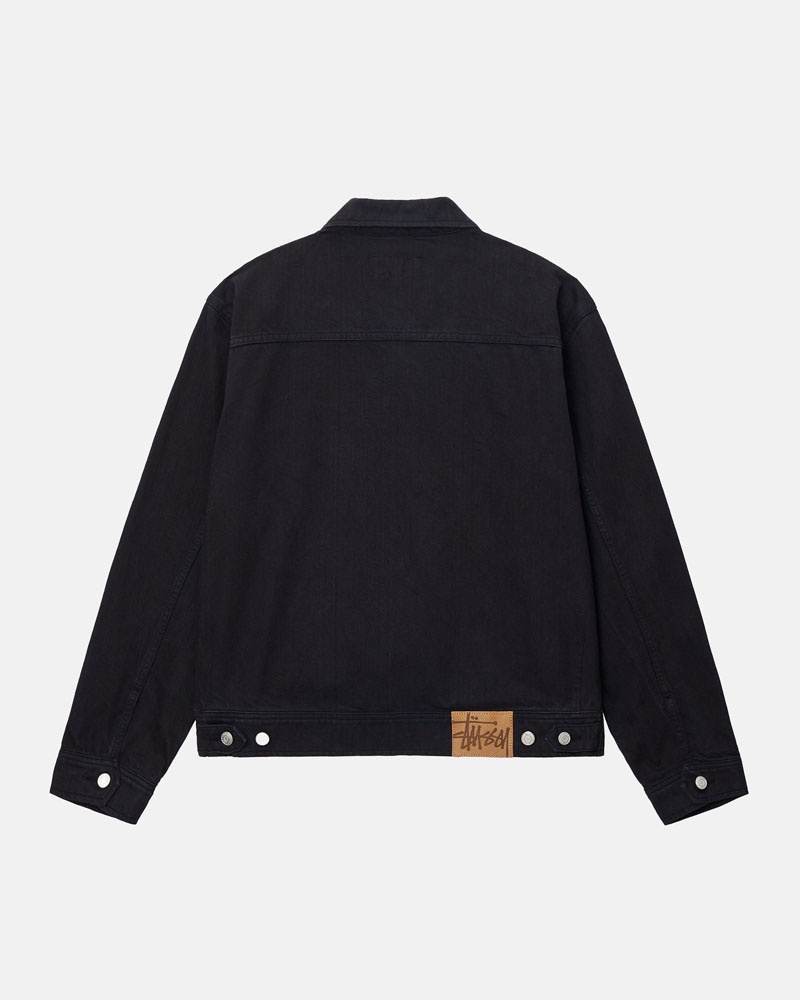 Black Stüssy Zip Work Overdyed Jacket | USA KUBHAV231