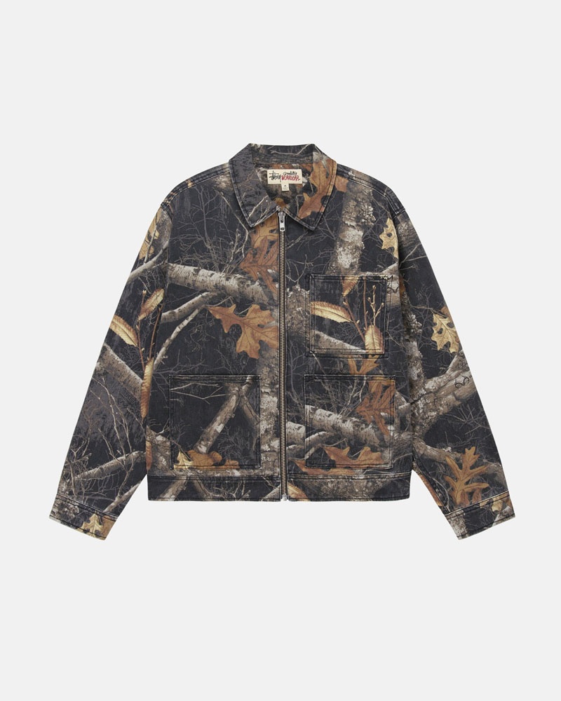 Black Stüssy Zip Work Realtree Edge Jacket | USA HWAYOE412