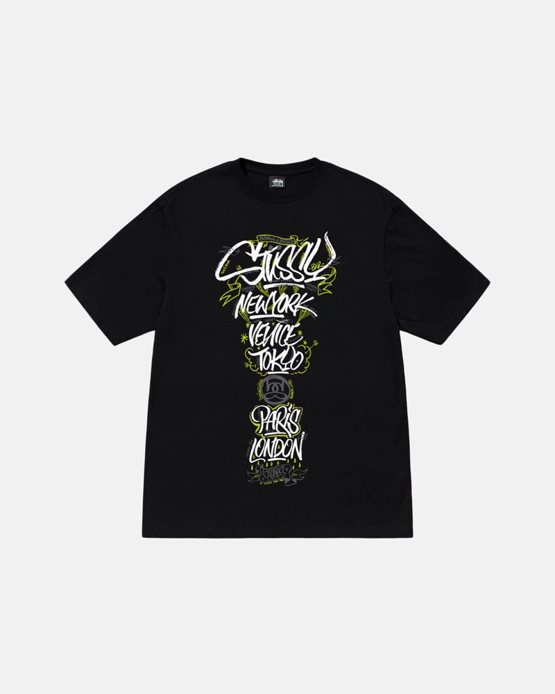 Black Stüssy & Born X Raised Handstyles T-Shirts | USA XLMDST317