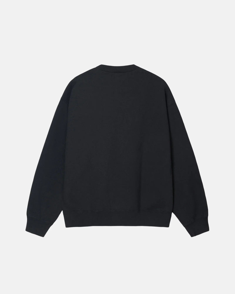 Black Stüssy & NK Stone Wash Fleece Crew Sweatshirt | USA ARUFKQ126