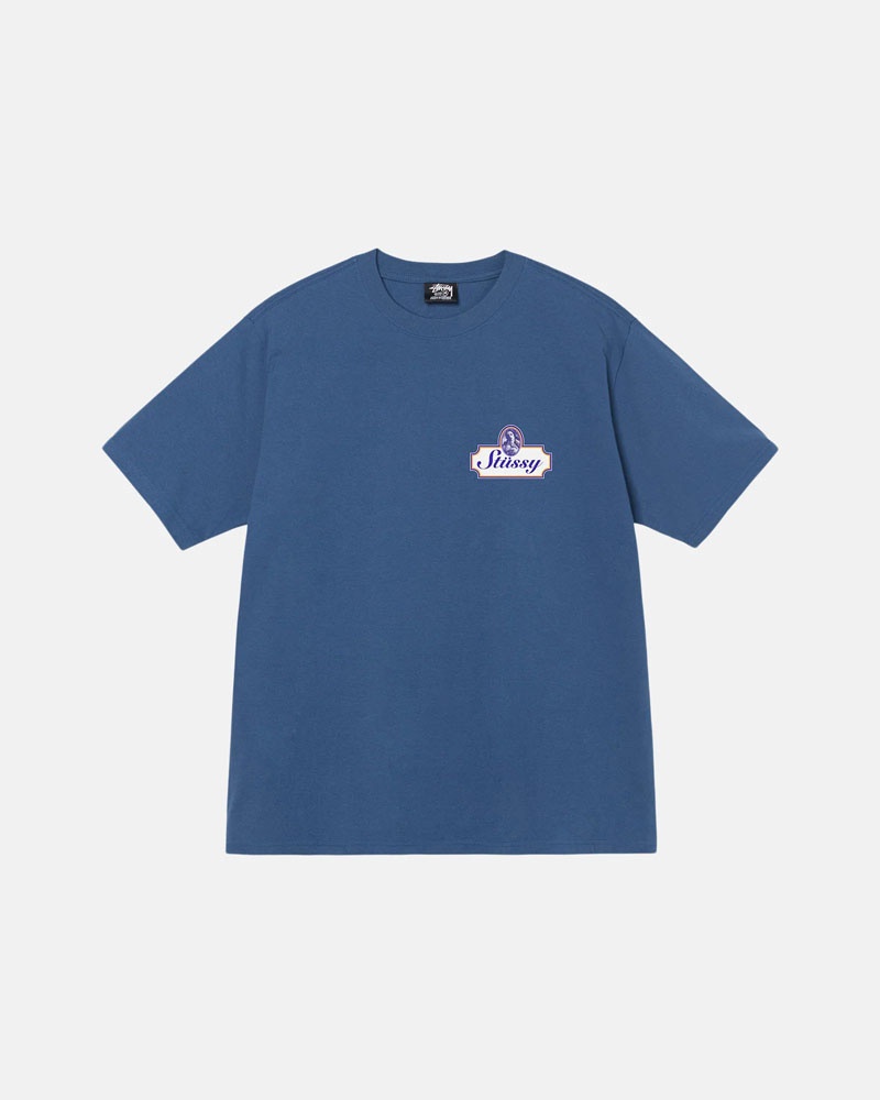 Blue Stüssy Authentic T-Shirts | USA ZFKLDO708