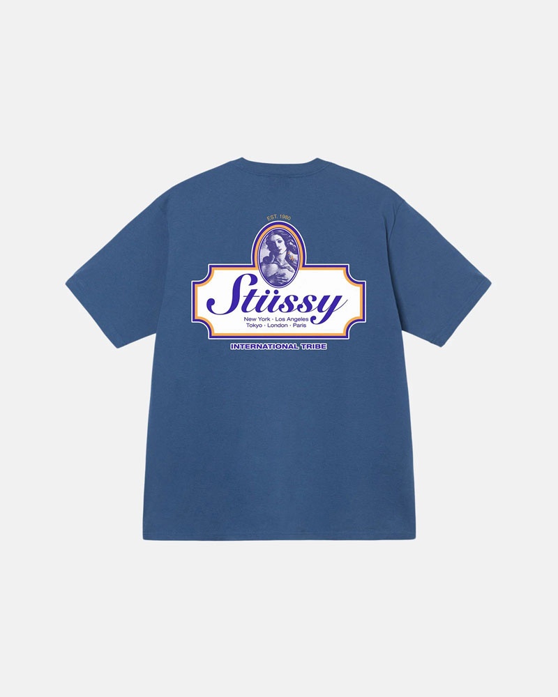 Blue Stüssy Authentic T-Shirts | USA ZFKLDO708