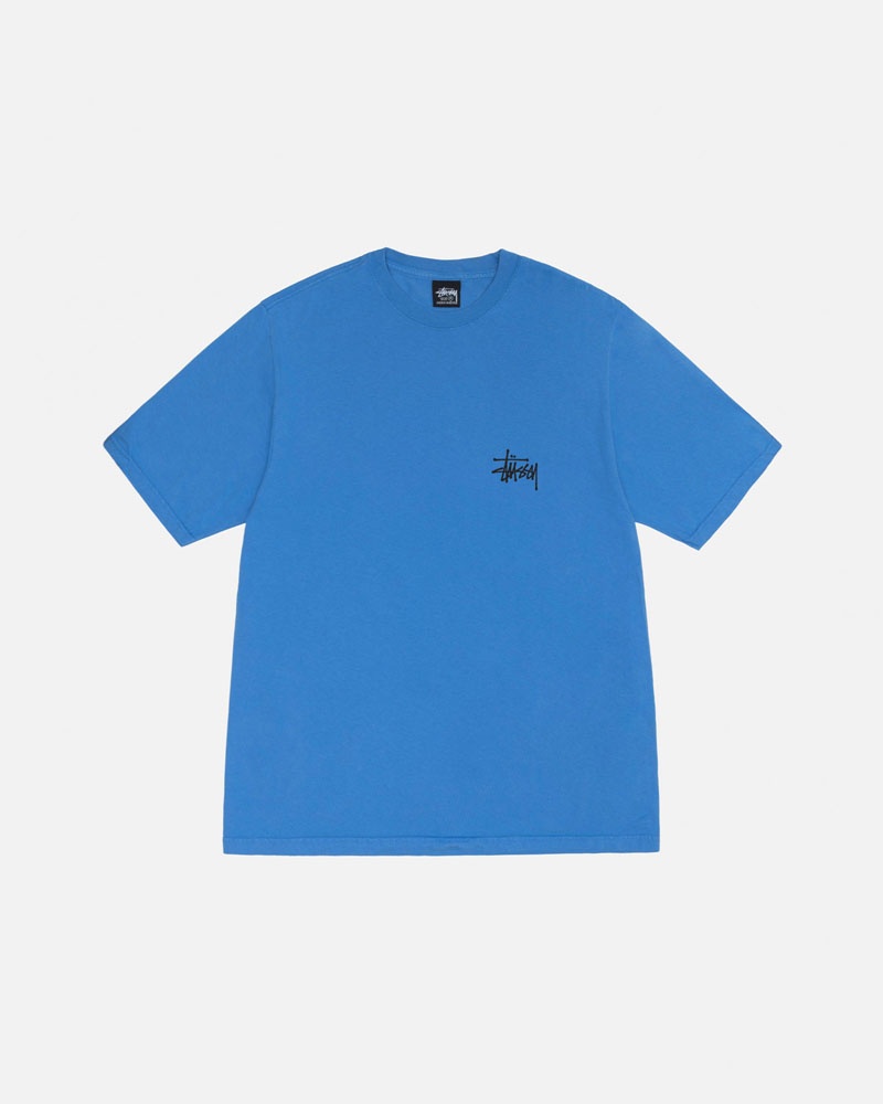 Blue Stüssy Basic Pigment Dyed T-Shirts | USA PLWGSZ167