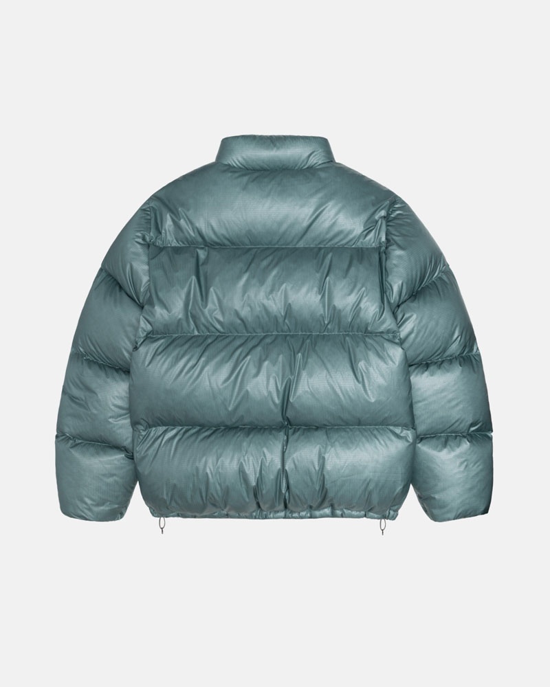 Blue Stüssy Down Puffer Parachute Ripstop Jacket | USA SKJIBZ264