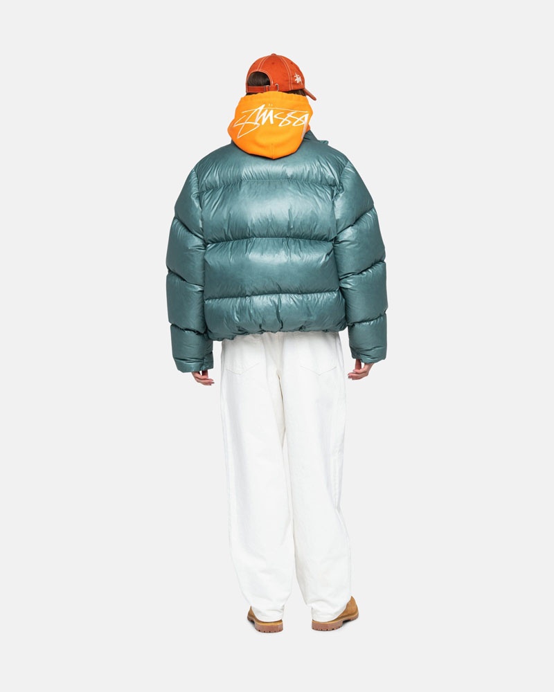 Blue Stüssy Down Puffer Parachute Ripstop Jacket | USA SKJIBZ264