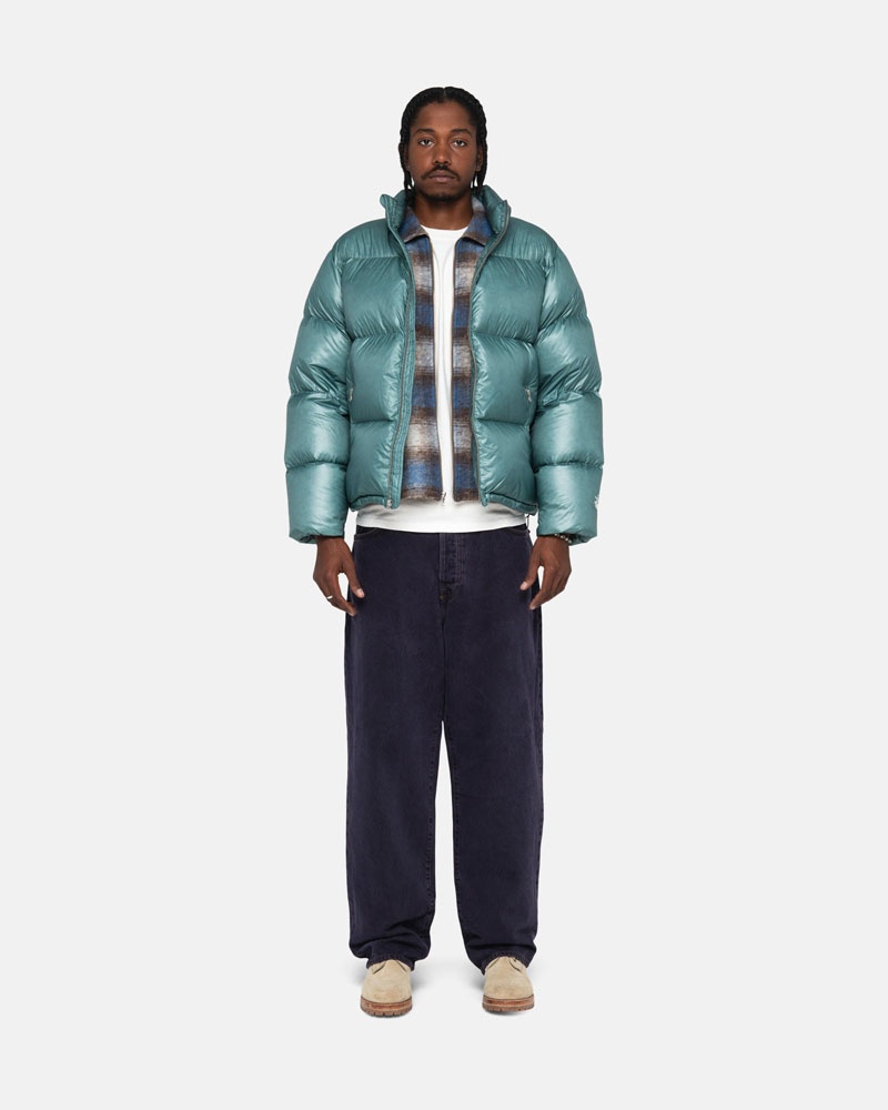 Blue Stüssy Down Puffer Parachute Ripstop Jacket | USA SKJIBZ264