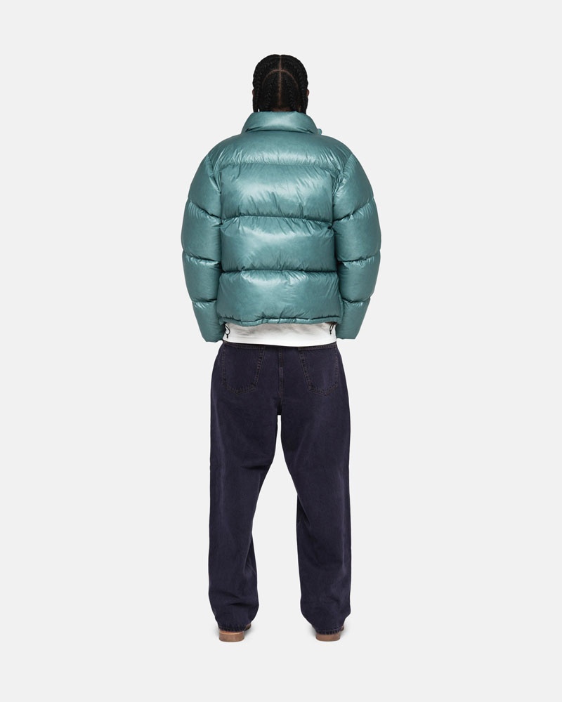 Blue Stüssy Down Puffer Parachute Ripstop Jacket | USA SKJIBZ264