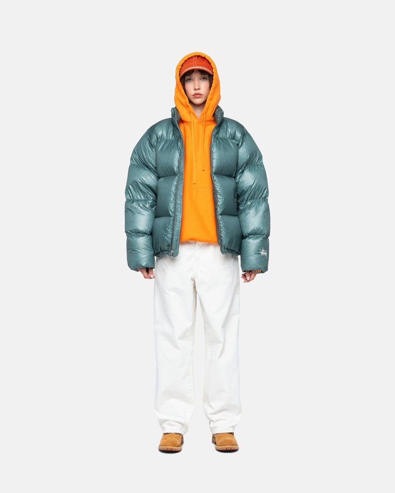 Blue Stüssy Down Puffer Parachute Ripstop Jacket | USA SKJIBZ264