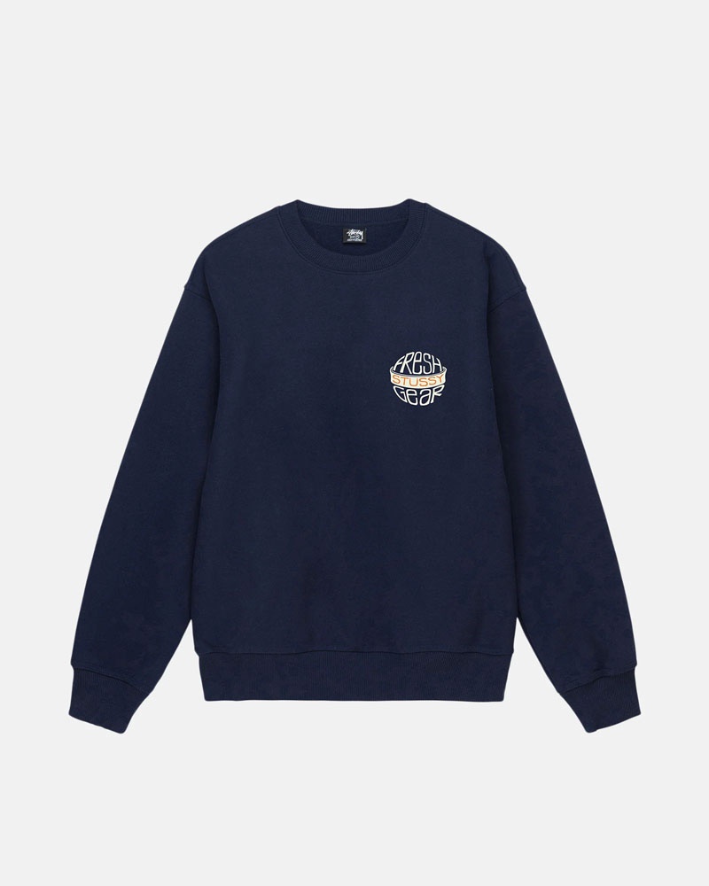 Blue Stüssy Fresh Gear Crew Sweatshirt | USA PKEYLB623