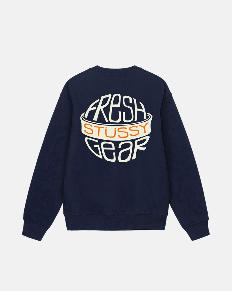 Blue Stüssy Fresh Gear Crew Sweatshirt | USA PKEYLB623