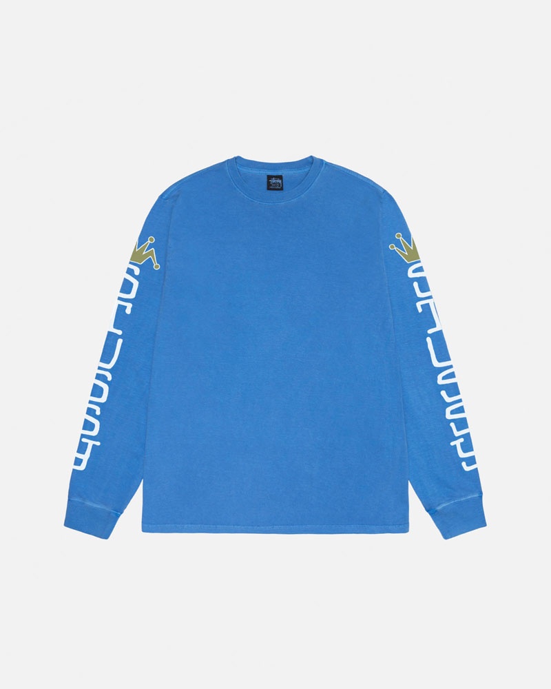 Blue Stüssy Jumbo LS Pigment Dyed T-Shirts | USA WVKCAR326