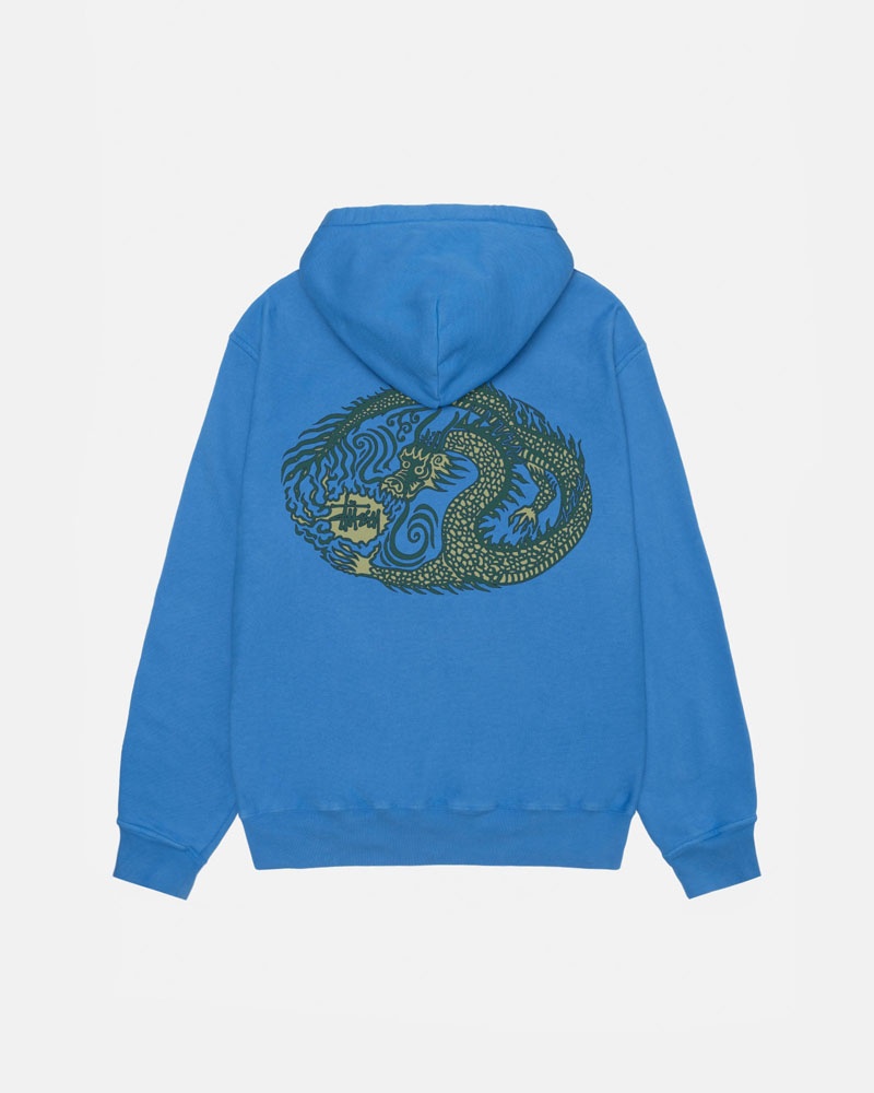 Blue Stüssy Mosaic Dragon Pigment Dyed Hoodie | USA AXBPQI165