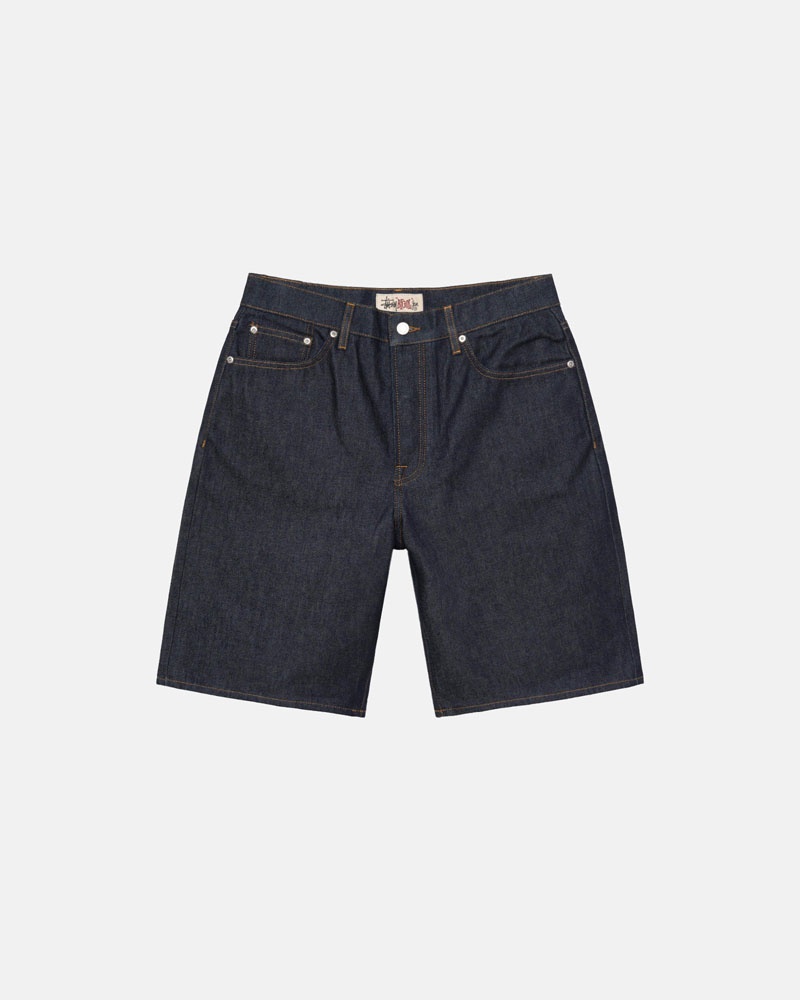 Blue Stüssy Raw Denim Big OL Shorts | USA ZPLFAD015