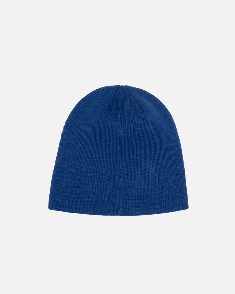 Blue Stüssy Skullcap Embossed Smooth Stock Beanie | USA CVSKBW732