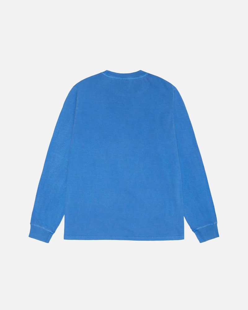 Blue Stüssy Small Stock LS Pigment Dyed T-Shirts | USA VWRHEF613