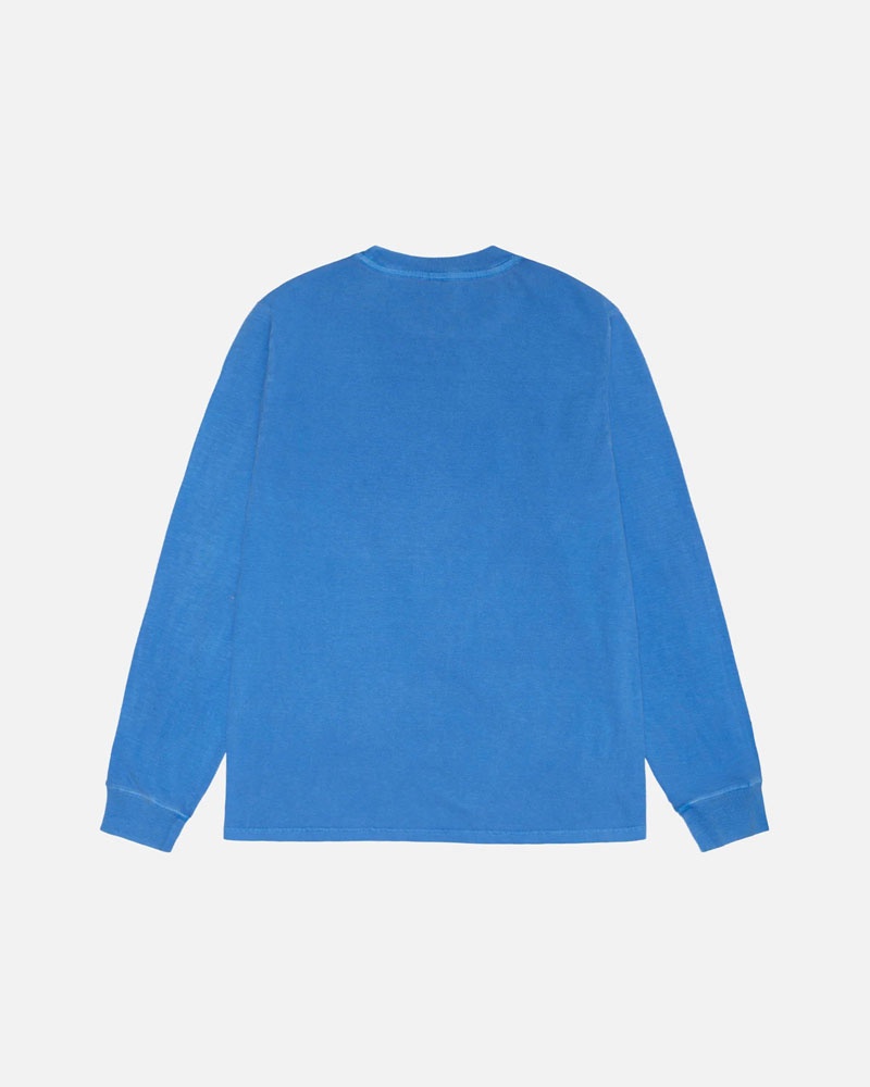 Blue Stüssy Small Stock LS Tee Pigment Dyed Sweatshirt | USA EQVYXW127