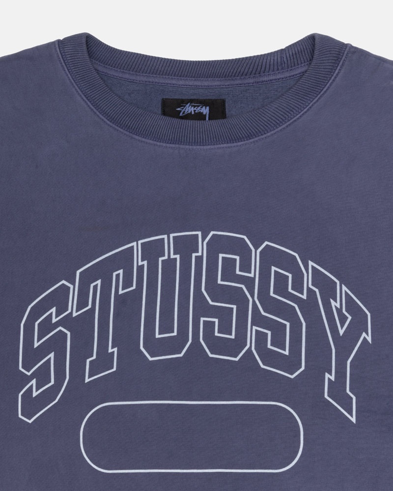 Blue Stüssy Varsity Oversized Crew Sweatshirt | USA PHZAGN635