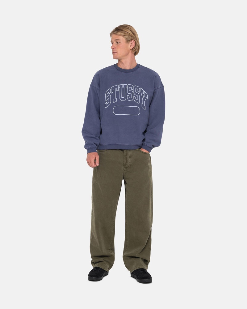 Blue Stüssy Varsity Oversized Crew Sweatshirt | USA PHZAGN635