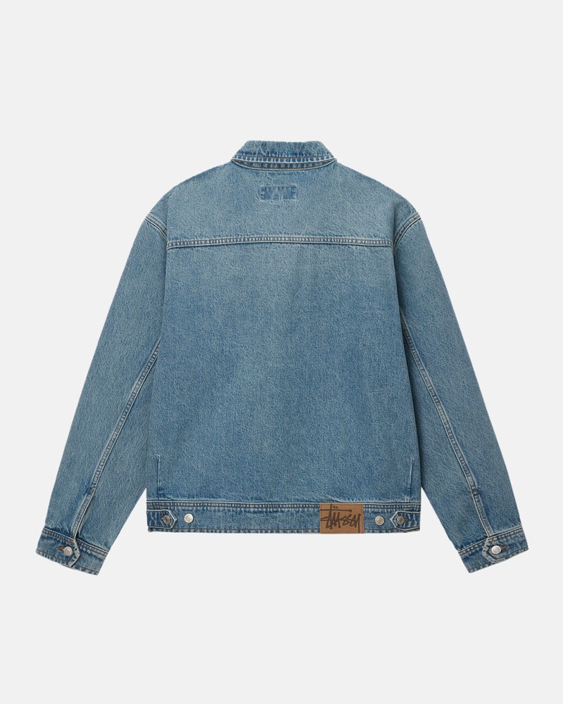 Blue Stüssy Zip Work Denim Jacket | USA MURBTN615