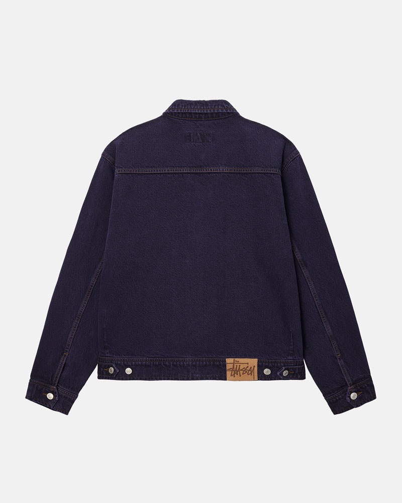 Blue Stüssy Zip Work Denim Jacket | USA XMEBFH780