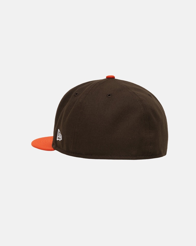 Brown Orange Stüssy New Era 59Fifty Curly S Caps | USA VQFZAP504