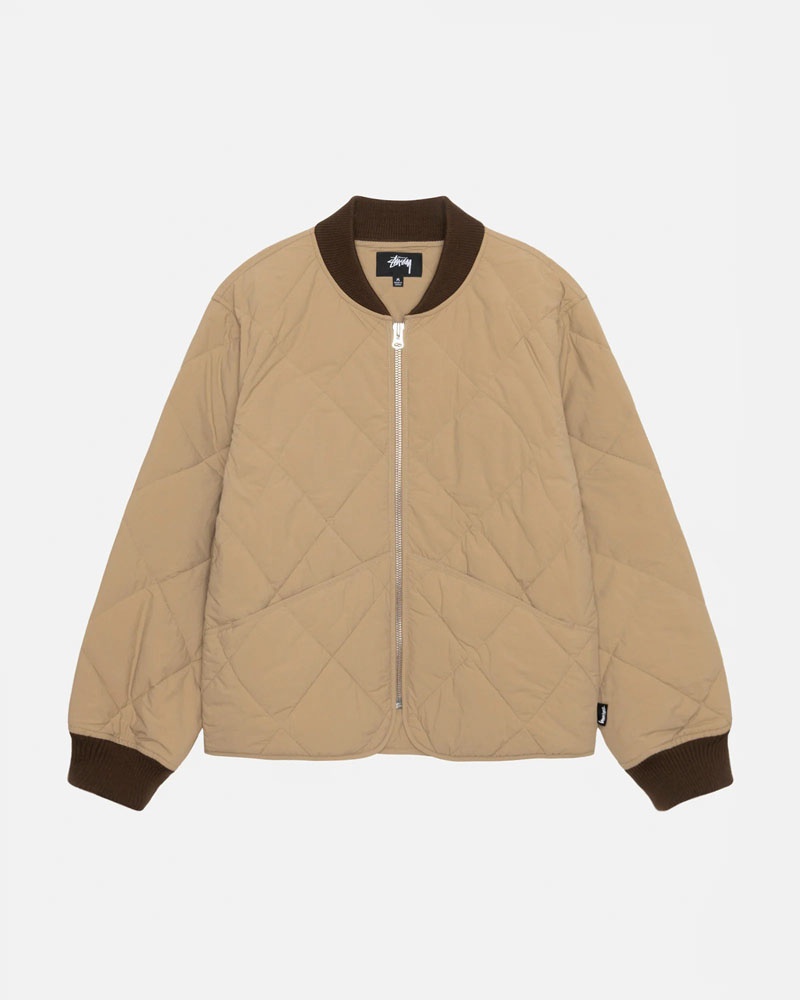 Brown Stüssy 8 Ball Quilted Liner Jacket | USA LZWMBA860