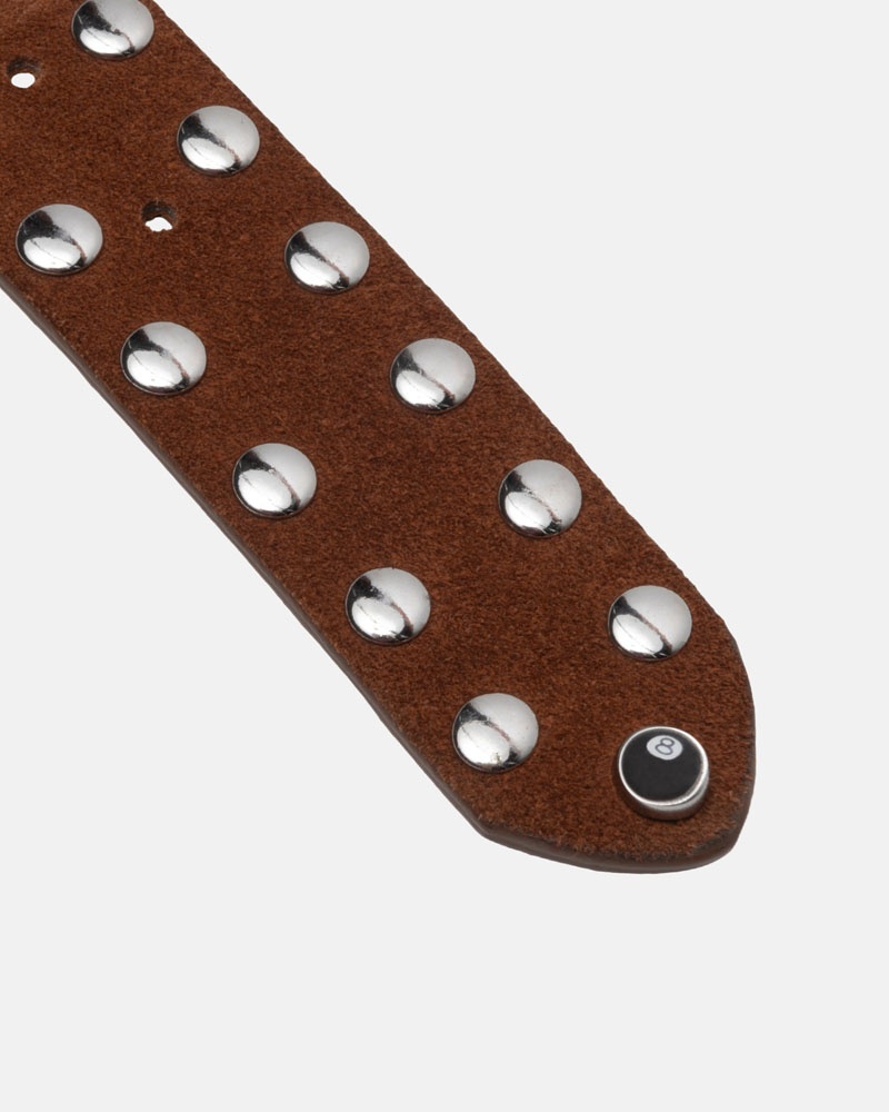 Brown Stüssy 8 Ball Studded Belts | USA IJHYOE459