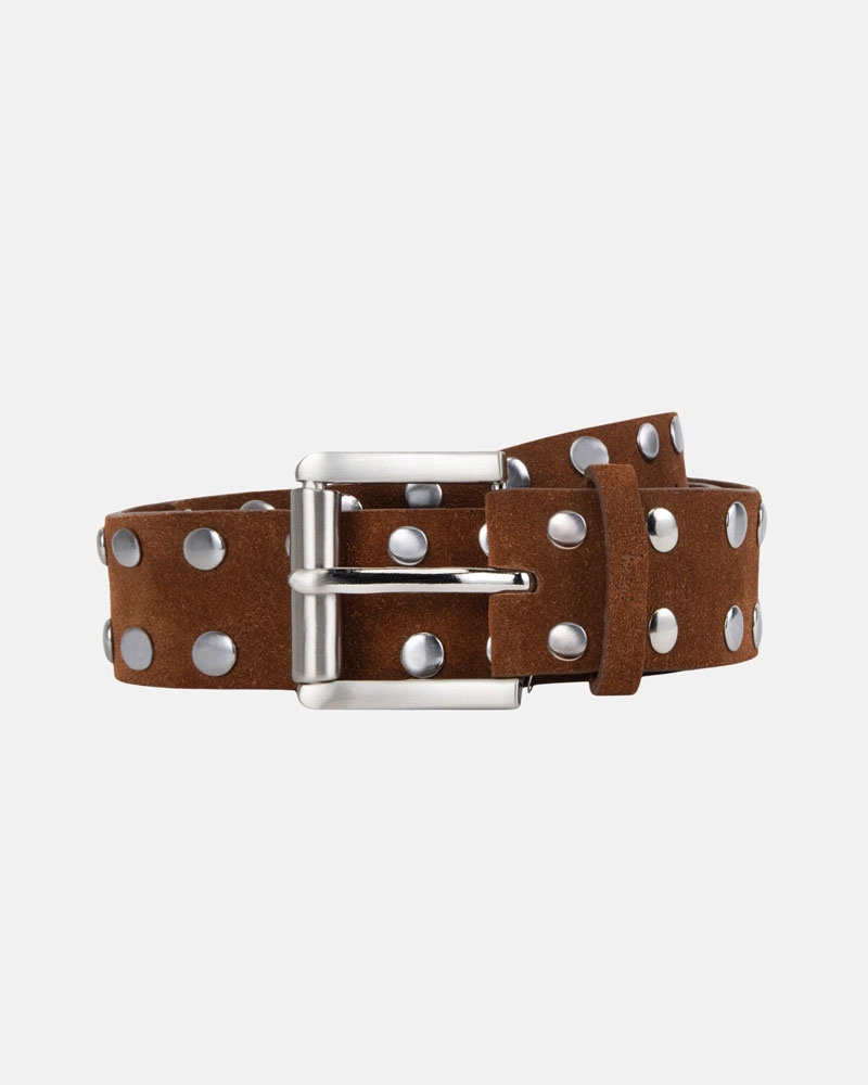 Brown Stüssy 8 Ball Studded Belts | USA IJHYOE459