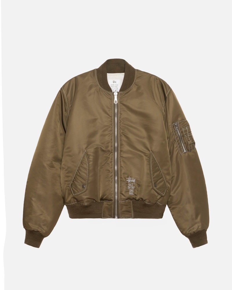 Brown Stüssy Built Reversible Bomber Jacket | USA PYUOEG316