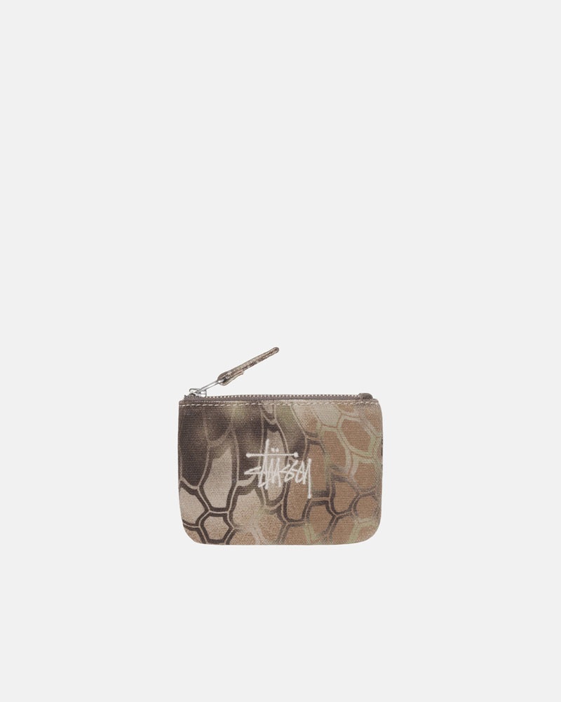 Brown Stüssy Canvas Coin Pouch Wallet | USA YEOQMS462