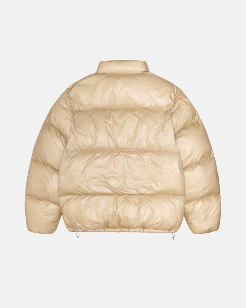 Brown Stüssy Down Puffer Parachute Ripstop Jacket | USA TBRZAW742