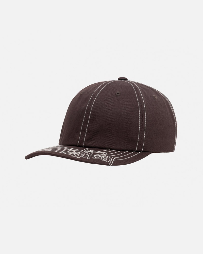 Brown Stüssy Low Pro Basic Stitch Strapback Caps | USA BHLPXO175