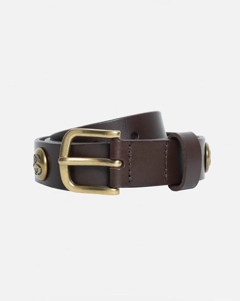 Brown Stüssy SS-Link Studded Belts | USA WCBNEG179