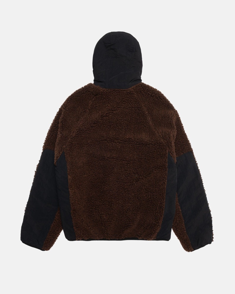 Brown Stüssy Sherpa Paneled Hooded Jacket | USA PBZRWV150