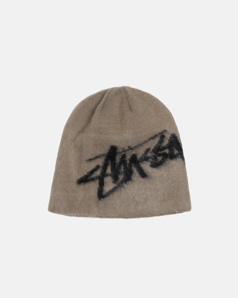 Brown Stüssy Skullcap Brushed Out Stock Beanie | USA ZXWVTL289