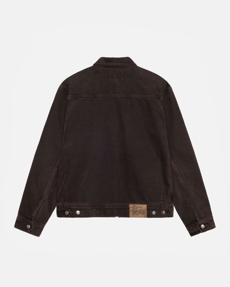 Brown Stüssy Zip Work Denim Jacket | USA GQVBXW759