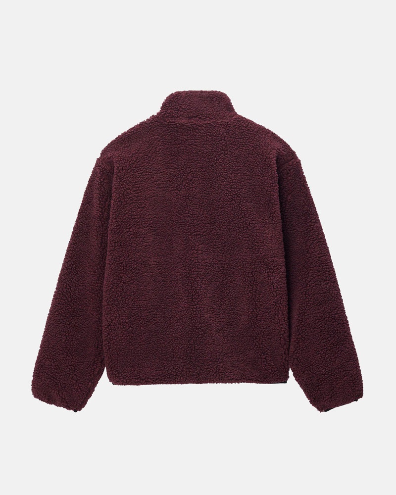 Burgundy Stüssy Sherpa Reversible Jacket | USA LIXTQH401