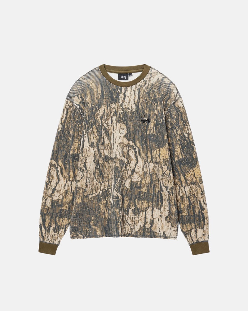 Camo Stüssy Basic Stock LS Thermal Sweater | USA HMOUAZ047