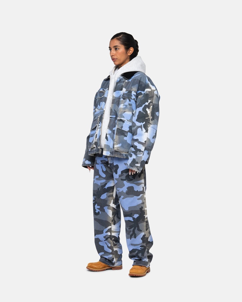 Camo Stüssy Shop Spray Dye Canvas Jacket | USA EGRZYD704